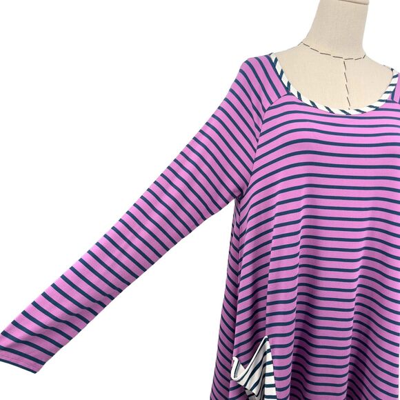 Matilda Jane Long Sleeve Top Womens Size Large Purple Stripe Front Pockets - Picture 4 of 14
